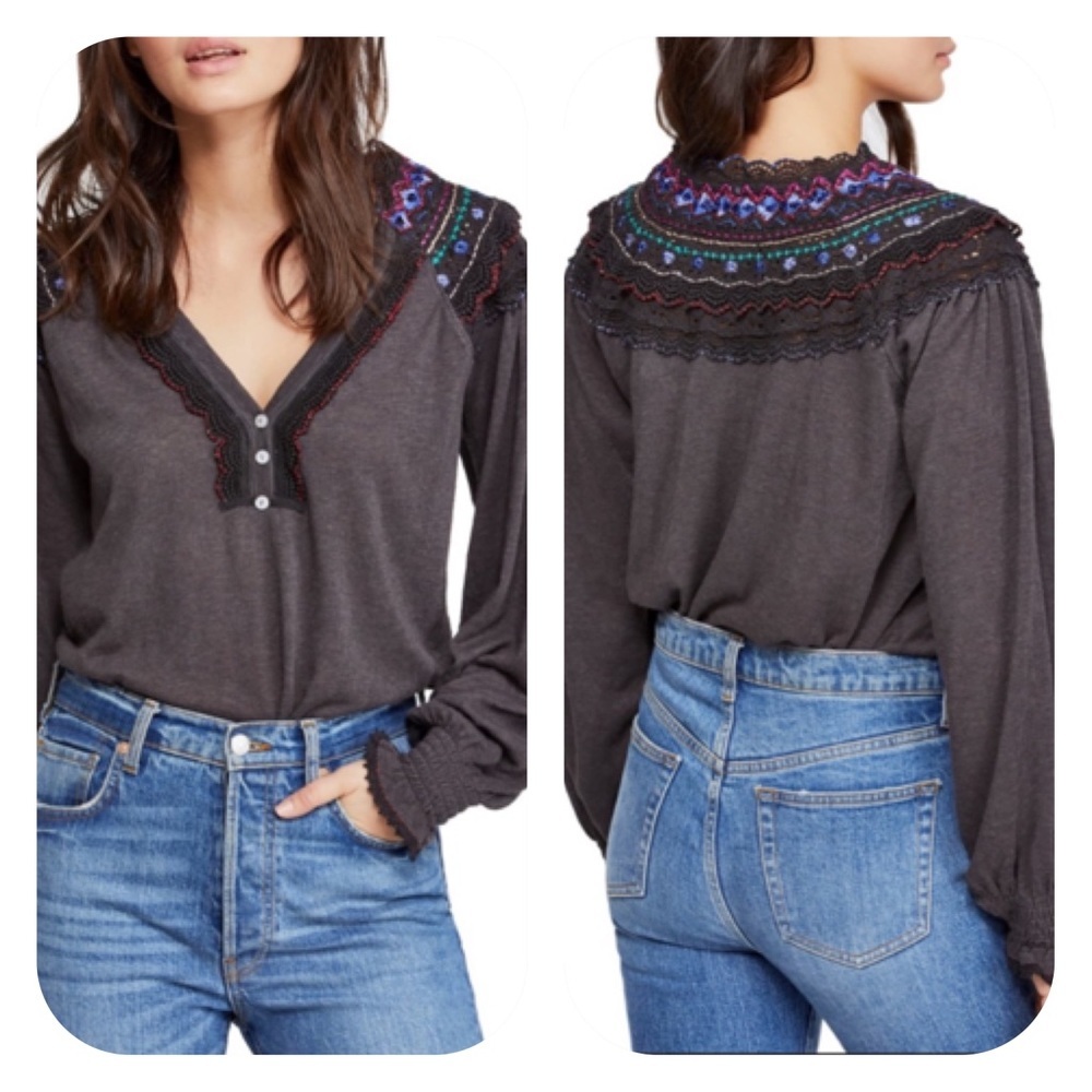 Free People Siesta Fiesta Embroidered Tunic Sz S
